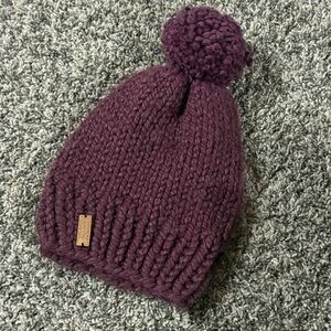 Cozy Purple Knit Pom-Pom Beanie for Women